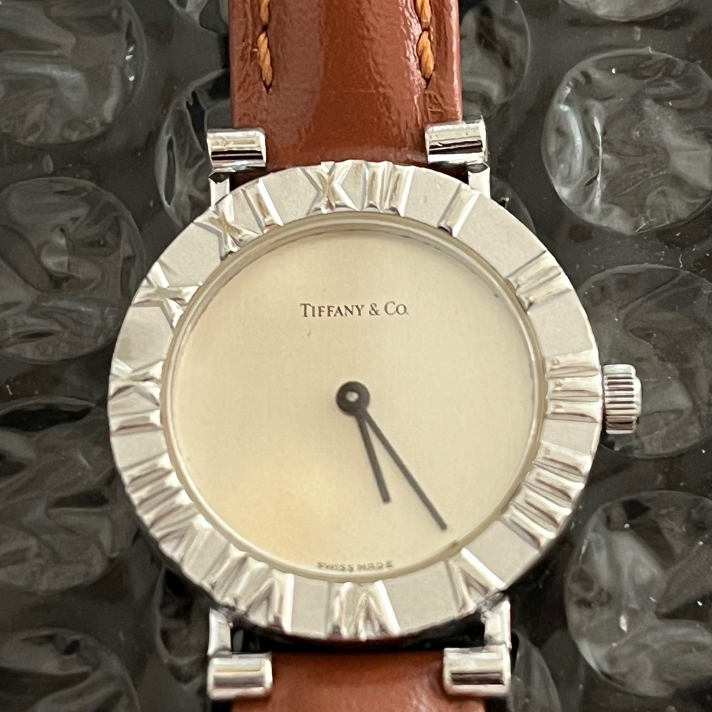 Tiffany & Co. Atlas Sterling Silver Watch with Leather Strap